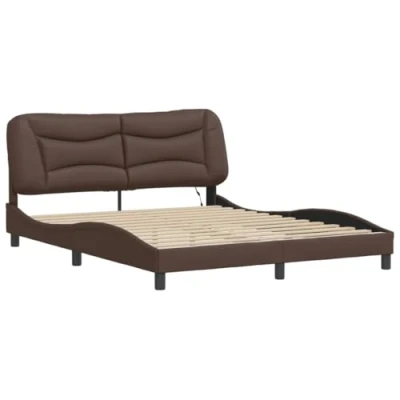 Afbeelding van vidaXL Bedframe met LED verlichting kunstleer bruin 160x200 cm