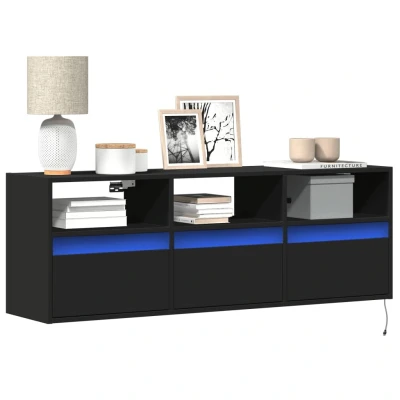 Afbeelding van vidaXL Tv wandmeubel met LED verlichting 130x31x45 cm zwart