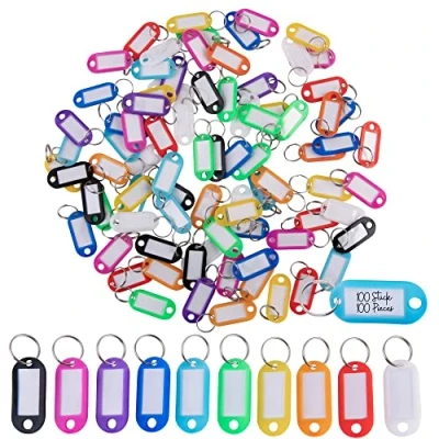 Afbeelding van WINTEX Etiketsleutelhanger 100 of 20 stuks sleutelhanger met etiketten van robuust kunststof kleurrijke voor organisatie reizen, dieren in verschillende kleuren, Meerkleurig,