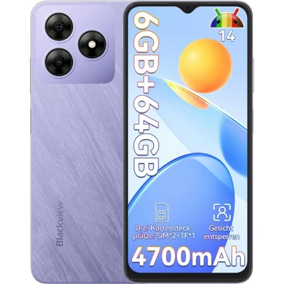 Afbeelding van Blackview Wave 8C Smartphone Android 14 6(2+4)GB+64GB 4G Dual SIM 6GB+64GB Octa Core 6.56&quot; HD+ Paars