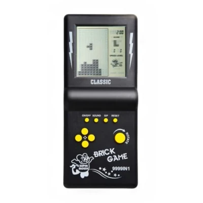 Afbeelding van 3,5 inch groot scherm, baksteen, spelconsole, bouwblok, racespel, geïntegreerd tankspel, 23 klassieke spellen, nostalgische puzzel (zwart)