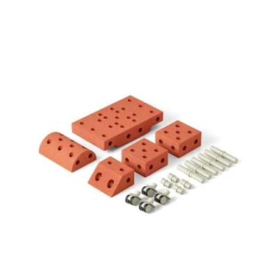 Afbeelding van Modu Explorer Kit Zachte blokken 19 onderdelen Open Ended Speelgoed 1 2 3 jaar Burnt Orange / Dusty Green