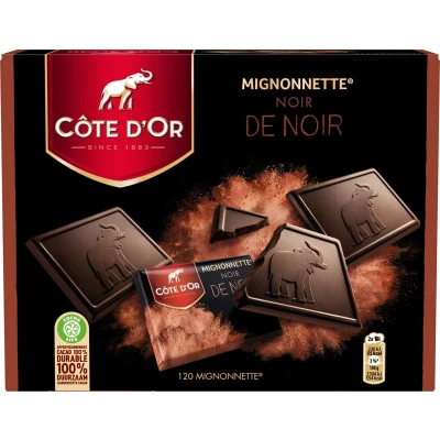 Afbeelding van Côte d&#039;Or chocolade Mignonnette, zwart van zwart, doos 120 stuks
