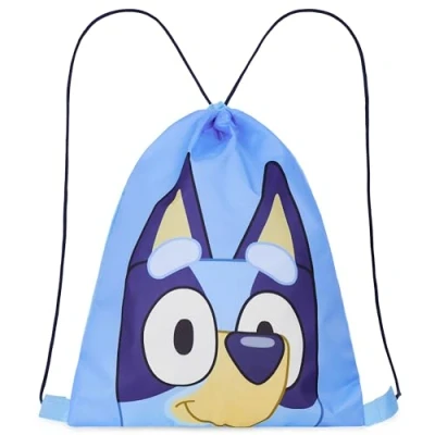 Afbeelding van Bluey Tas met trekkoord voor kinderen, gymtas, zwembad, zwemmen, 38 x 29 cm, Blauw