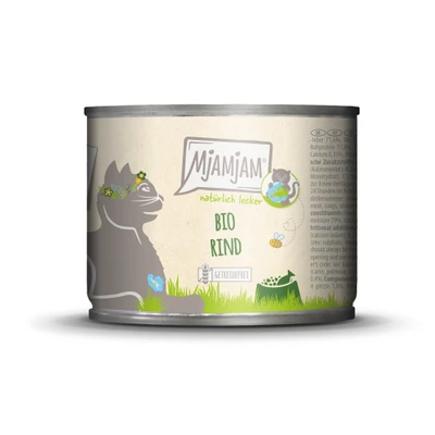 Afbeelding van 6x 200g MP MjAMjAM Natuurlijk Heerlijk Biologisch Rund Nat Kattenvoer