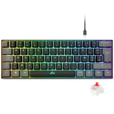 Afbeelding van Rii RK802 60% mechanisch gaming toetsenbord 3 verbindingsmodi rode schakelaars RGB achtergrondverlichting Macro ondersteuning