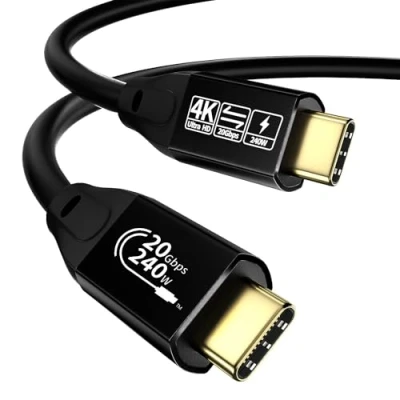 Afbeelding van YIWENTEC USB C kabel naar 3.2 mannelijk Gen2 x 2 type oplaadkabel 20 Gbps gegevensoverdracht, 240 W 48 V/5 A snellaadkabel, 4K @ 60 Hz video overdracht (2 m)