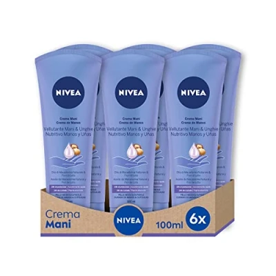 Afbeelding van NIVEA Vellutante handcrème in verpakking van 6 x 100 ml, voedende crème verrijkt met sheaboter, geurcrème voor de handen zachte en lichte formule