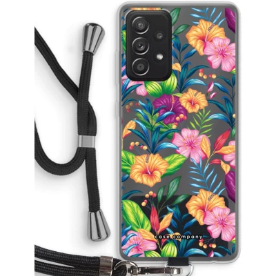 Afbeelding van Case Company® hoesje met Koord geschikt voor Samsung Galaxy A52s 5G Tropisch 2 Telefoonhoesje Zwart Bescherming aan alle Kanten en Over de Schermrand