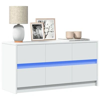 Afbeelding van Tv meubel met LED 100x34x50 cm bewerkt hout wit