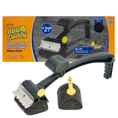 Afbeelding van Scrub Daddy BBQ + têtes de recharge Brosse nettoyage pour barbecue avec grattoir et décapsuleur, nettoyeur sans poils métalliques, brosses haute technologie