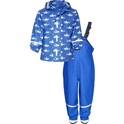 Afbeelding van Playshoes Regenanzug HAI Allover SET Regenbroek voor kinderen, Maat: 80, Blau