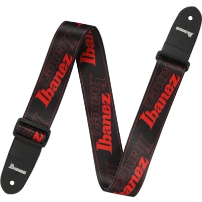 Afbeelding van Ibanez Strap Design Black, Red Logos