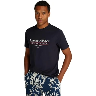 Afbeelding van Tommy Hilfiger Center Stack TEE Tshirt print, Heren, Maat: Small, Desert sky