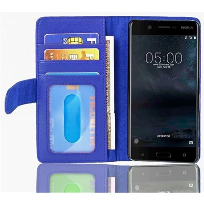 Afbeelding van Cadorabo Hoesje geschikt voor Nokia 5 2017 in NEPTUNUS BLAUW Beschermhoes met magnetische sluiting en 3 kaartsleuven Book Case Cover Etui