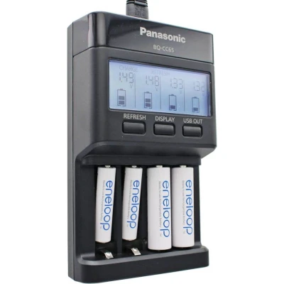 Afbeelding van Panasonic eneloop lader BQ CC65 incl. LCD display, 4 per AAA Micro, AccuCell Box Blue