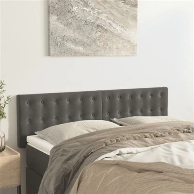 Afbeelding van Hoofdborden 2 st 72x5x78/88 cm fluweel donkergrijs