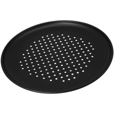 Afbeelding van Zenker 7511 Pizzaplaat met geperforeerde bodem, ronde pizzaplaat, zwart, staal, 32 x 1,5 cm