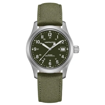 Afbeelding van Hamilton Kaki Field H69439363 Mechanisch herenhorloge groene wijzerplaat, 38 mm, mechanisch, Groen,