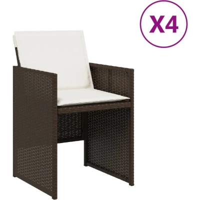 Afbeelding van Tuinstoelen 4 st met kussens poly rattan bruin