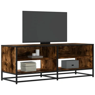 Afbeelding van Tv meubel 120,5x40x46 cm bewerkt hout metaal gerookt eikenkleur