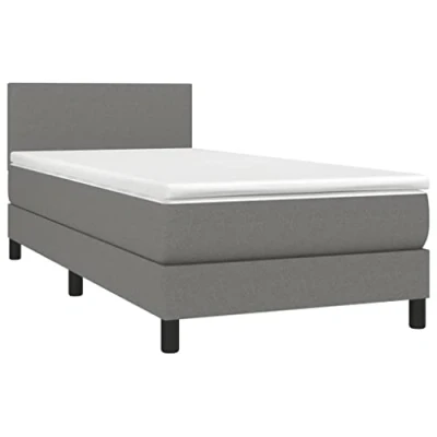 Image de vidaXL Sommier à lattes de lit avec matelas et LED Gris foncé 90x190cm