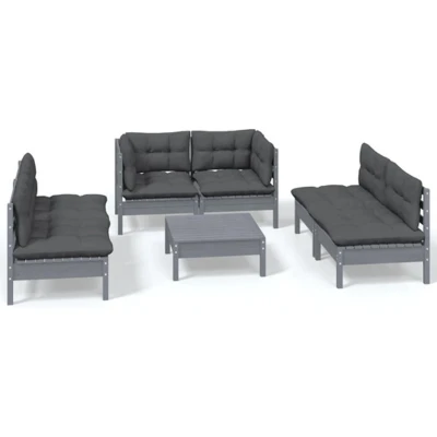 Afbeelding van vidaXL 7 delige Loungeset met kussens massief grenenhout