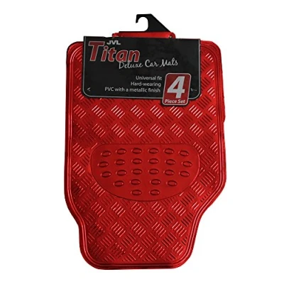 Afbeelding van JVL 01 692 Titanium Metalen Rubberen Achterkant Automattenset, Rood, 4 Stuks