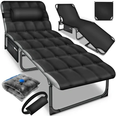 Afbeelding van Tillvex opklapbaar campingbed met draagtas, ligkussen en nekkussen , veldbed, opklapbed, logeerbed, kamperen