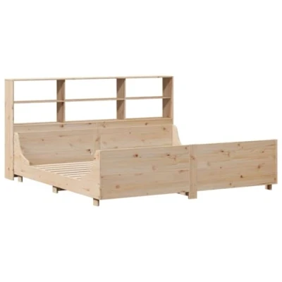 Afbeelding van vidaXL Bed met boekenkast zonder matras massief hout 200x200 cm
