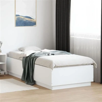 Afbeelding van vidaXL Bedframe met LED verlichting bewerkt hout wit 90x200 cm