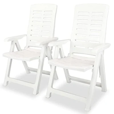 Afbeelding van Tuinstoelen 2 st verstelbaar kunststof wit
