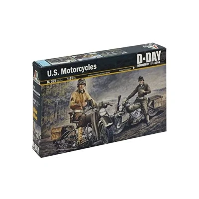 Afbeelding van 1:35 Italeri 322 U.S. Motorcycles D Day Plastic Modelbouwpakket