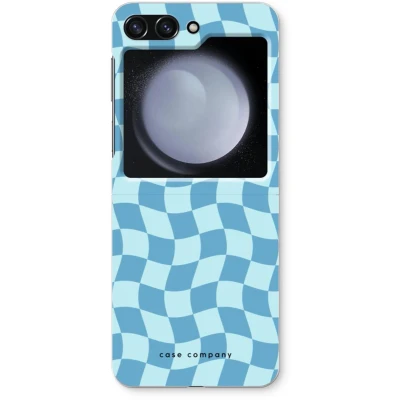 Afbeelding van Case Company® hoesje geschikt voor Samsung Galaxy Z Flip5 Grid Blauw Soft Cover Telefoonhoesje Bescherming aan alle Kanten en Schermrand