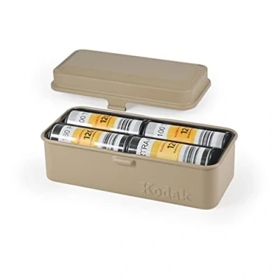 Afbeelding van KODAK 120/135 etui voor 8 rollen à 120 films / 10 35 mm folie retro stalen behuizing het sorteren en beschermen van de (beige (folie niet inbegrepen)