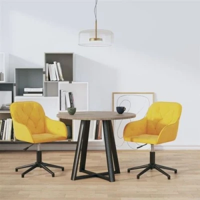 Afbeelding van vidaXL Eetkamerstoelen draaibaar 2 st fluweel geel