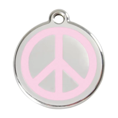 Afbeelding van Peace Pink roestvrijstalen hondenpenning large/groot dia. 3,8 cm RedDingo