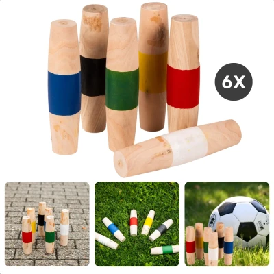 Afbeelding van Cheqo Paaltjes Voetbalspel Voetbal Spel Houten Kinderspel Meerkleurig