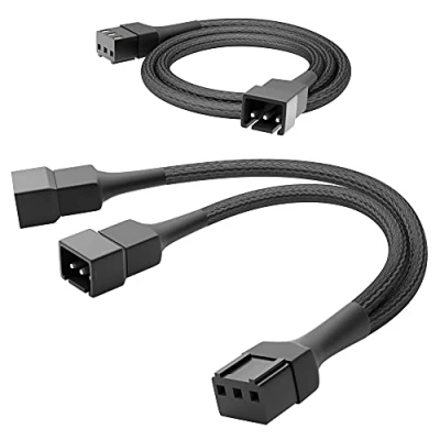 Afbeelding van KabelDirekt 60 cm ventilatorverlengkabel 3 polig + 15 polige Y ventilatorkabel naar 2 x