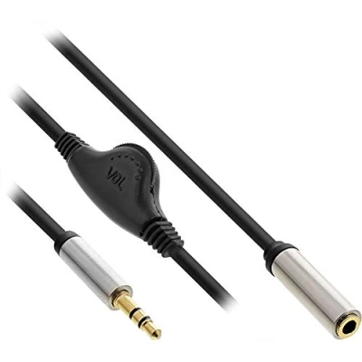 Afbeelding van InLine 99253B 3,5 mm mannelijk/vrouwelijk audiokabel met volumeregeling 0,25 m