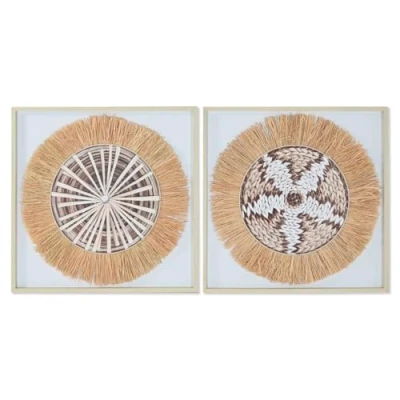 Afbeelding van Canvas Home ESPRIT Wit Natuurlijk Boho 60 x 3 cm (2 Stuks)