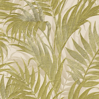 Afbeelding van Dutch Wallcoverings Grace Tropical palm leaf beige/grn vliesbehang 10m x 53cm GR322104