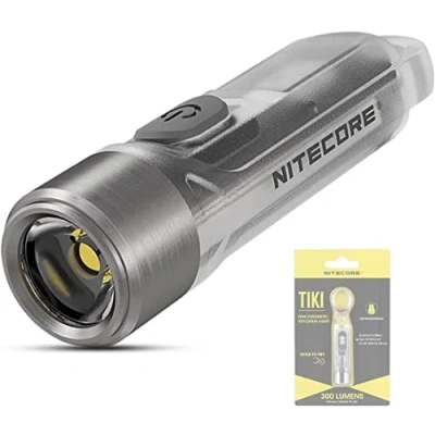 Afbeelding van Nitecore TIKI Mini zaklamp, oplaadbaar, 300 lm, led met ultraviolet licht, IP66 waterdichte sleutelhanger (transparant)
