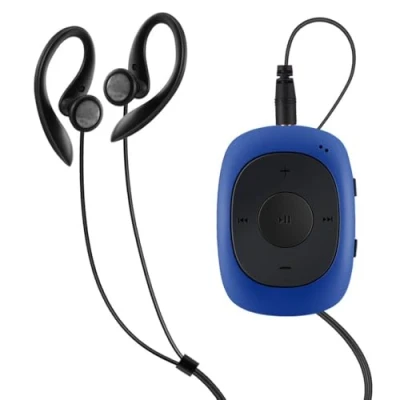 Afbeelding van AGPtek ® Badge G02 MP3 speler, 8 GB, draagbaar, met klem, speler FM radio, ondersteunt MP3, WMA WAV (blauw)