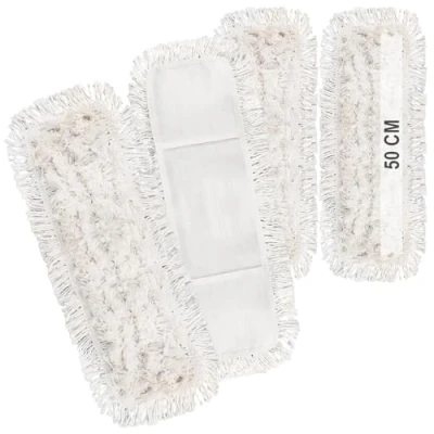 Afbeelding van COM FOUR® 4 x premium reinigingsdoek vervangende microvezeldoek mop binnen 50 cm breed wasbaar tot 60 C (4 stuks wit cm)