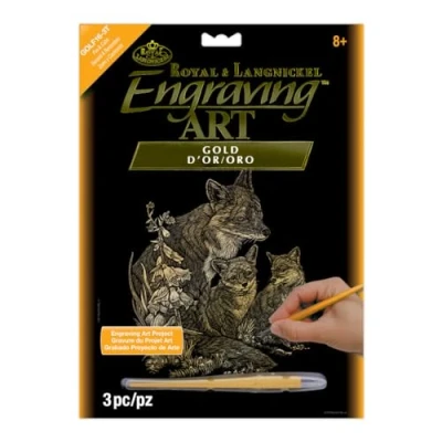 Afbeelding van Kraskaart goud 203mm x 254mm Vos en welpen