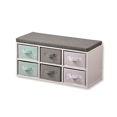 Afbeelding van Kesper Kinderbank met opbergdozen, materiaal: spaanplaat, afmetingen: b 68 x h: 29,5 d: 33 cm, kleur: wit 17729 13