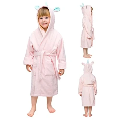 Afbeelding van Twinzen Eenhoorn badjas voor kinderen, meisjes en jongens, Oeko Tex® 100% katoen, kinderkamerjas, Roze