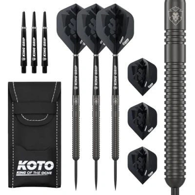 Afbeelding van KOTO Sting Black PVD 90% Tungsten Darts, 25 Gram Steeltip Dartpijlen Van Wolfraam, Professionele Stalen Punt DartSet Met 3 Pijlen en 6 Shafts, Dart Wallet