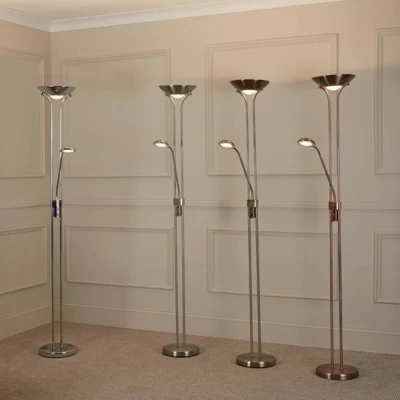 Afbeelding van LED vloerlamp Moeder &amp; Kind, messing, leeslamp, dimbaar